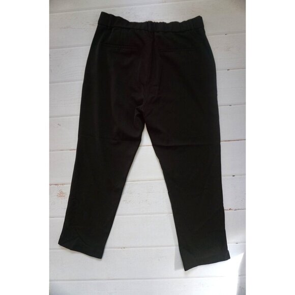 Zara Black Trousers High Rise Cropped Work Pants, Size L - Picture 7 of 9